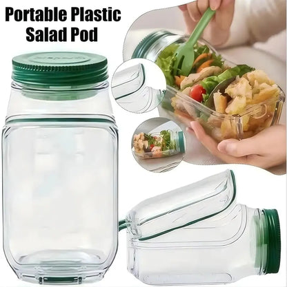 Recipiente Portátil à Prova de Fugas para Salada com Abertura Lateral e Compartimento para Molho