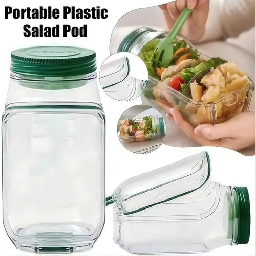 Recipiente Portátil à Prova de Fugas para Salada com Abertura Lateral e Compartimento para Molho