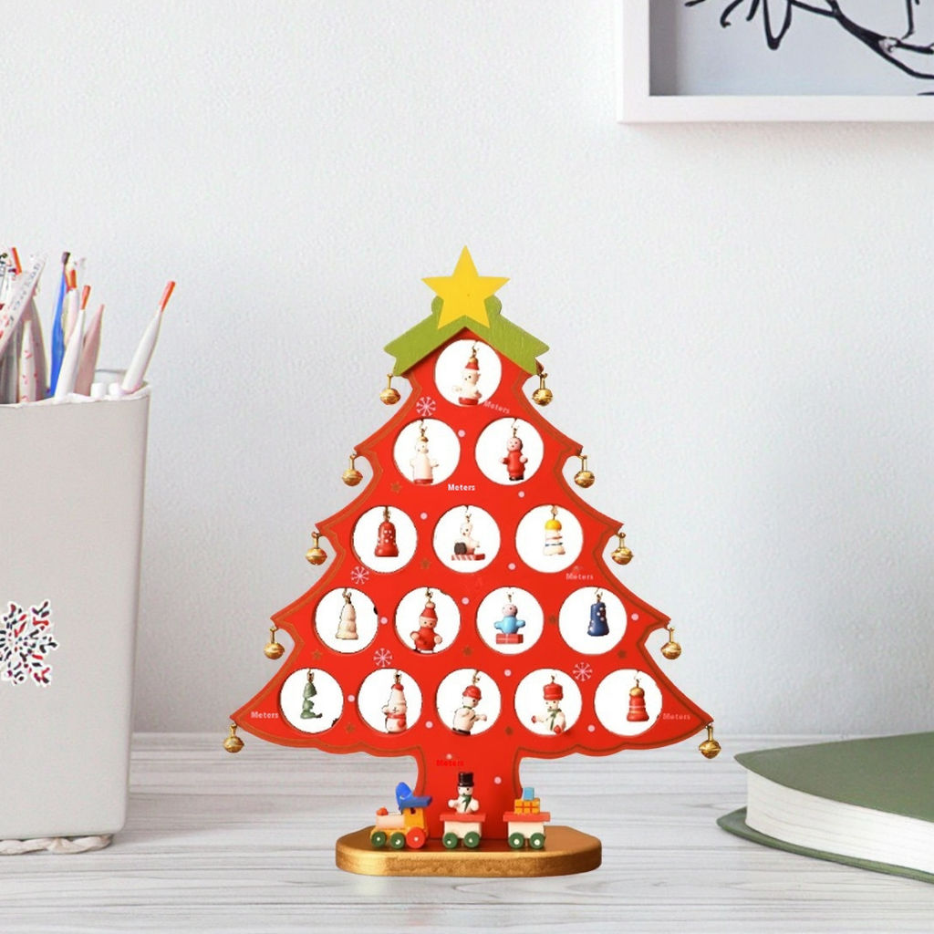 Decoração Nórdica de Árvore de Natal em Madeira – Conjunto de Enfeites de Natal