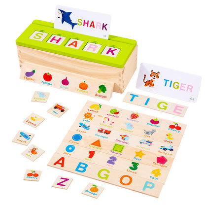 Caixa de Quebra-Cabeça de Classificação do Alfabeto Montessori – Brinquedo Educativo Cognitivo em Madeira