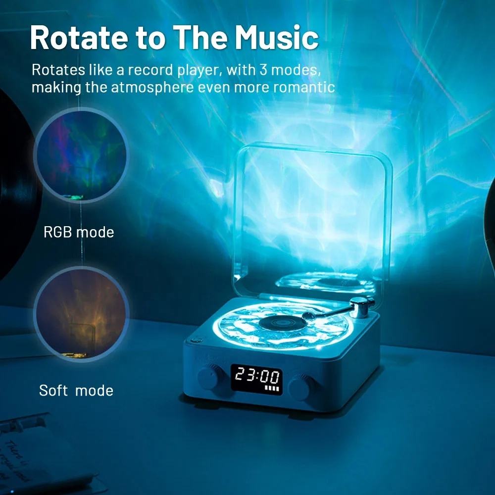 Coluna Portátil de Estilo Retrô com Ruído Branco e Luz RGB