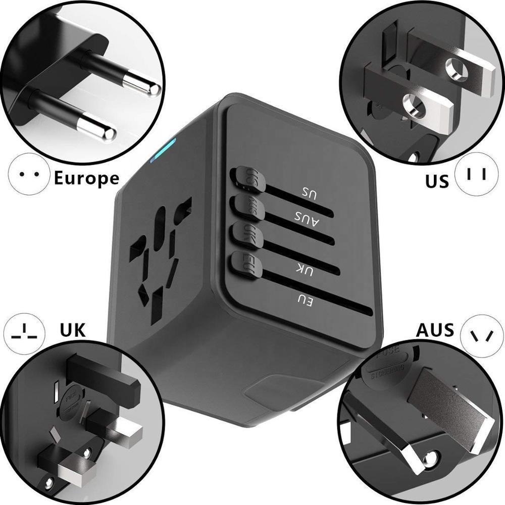 Adaptador de viaje universal con 4 puertos USB y Type-C