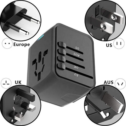 Adaptador de viaje universal con 4 puertos USB y Type-C