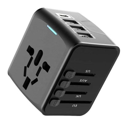 Adaptador de viaje universal con 4 puertos USB y Type-C