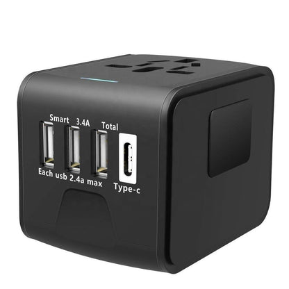 Adaptador de viaje universal con 4 puertos USB y Type-C