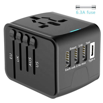 Adaptador de viaje universal con 4 puertos USB y Type-C