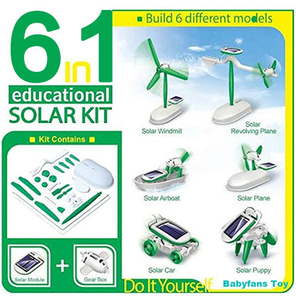 Kit de Construção Robô Solar 6 em 1 DIY para Crianças