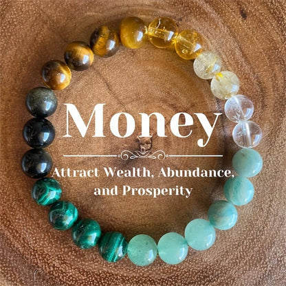 Natural Crystal Healing Bead Bracelet – Handcrafted Lucky Charm Cord