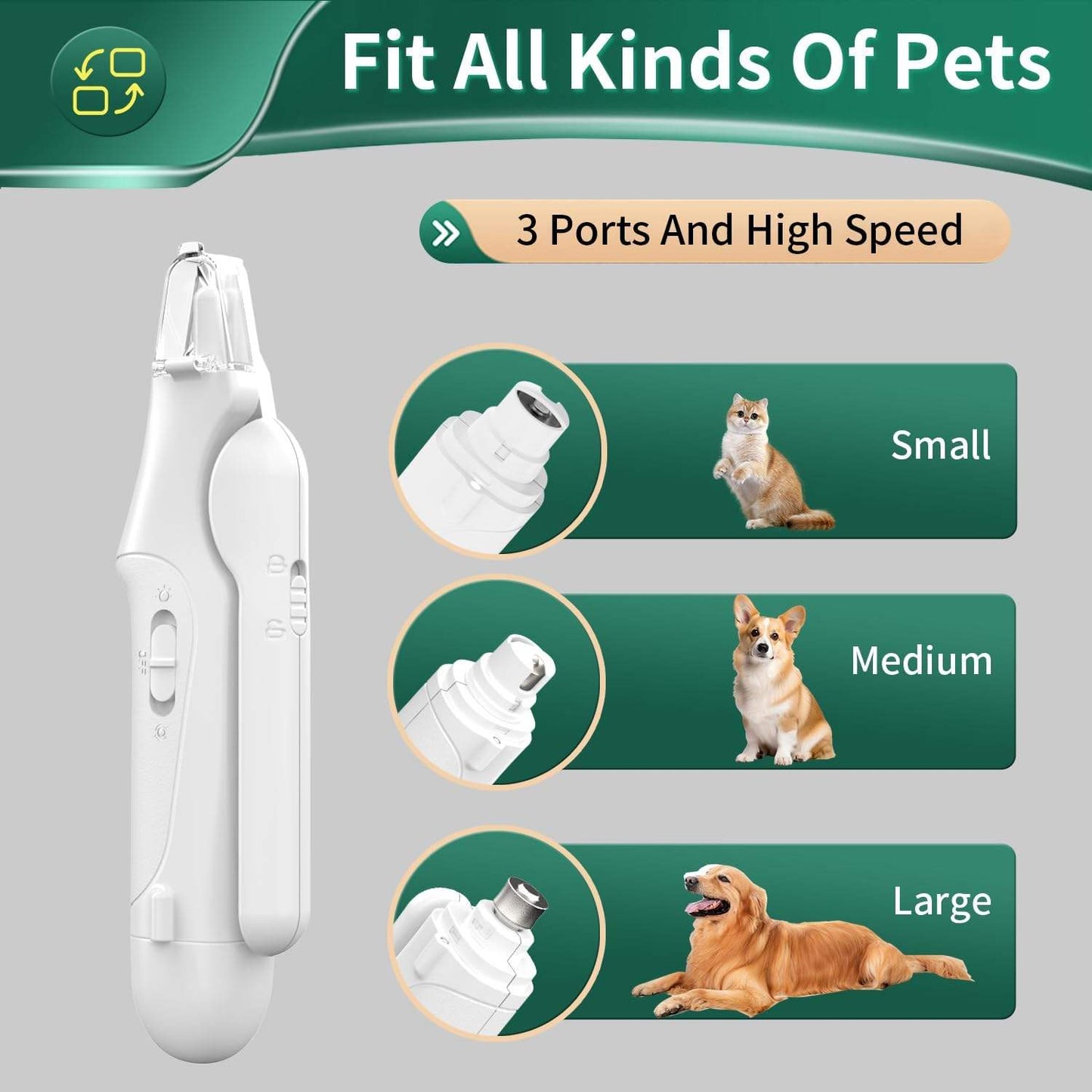 2-in-1 USB Rechargeable Dog Nail Grinder & Clipper with LED Light