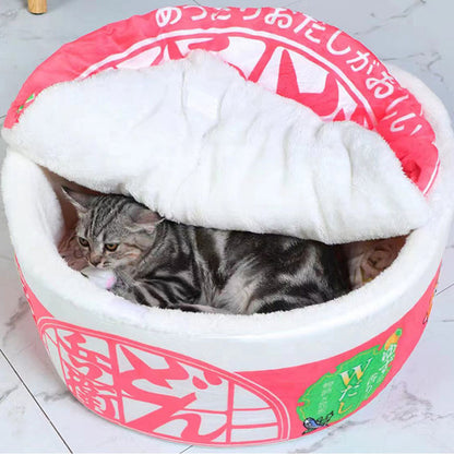 Instant Noodle Cup Pet Bed – Japanese Ramen Cat House & Kennel