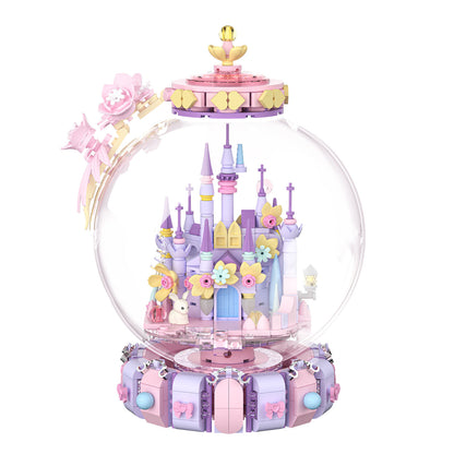 Enchanted Crystal Castle Building Set – Fantasy Rotating DIY Display Globe