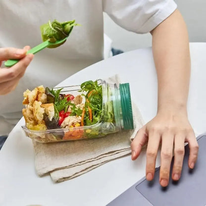 Recipiente Portátil à Prova de Fugas para Salada com Abertura Lateral e Compartimento para Molho