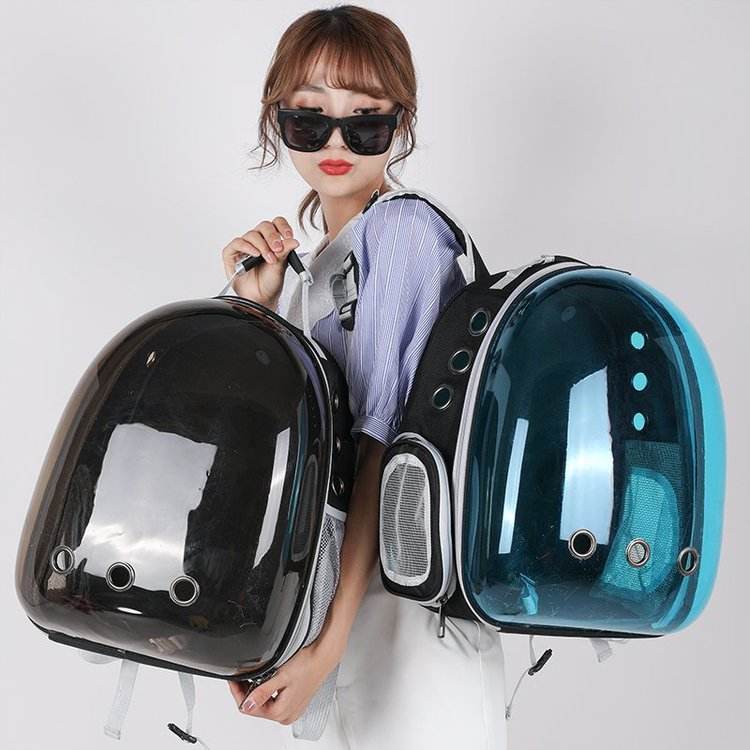 Mochila Transparente e Respirável para Animais de Estimação - Transportadora de Viagem Expansível para Cães e Gatos Pequenos