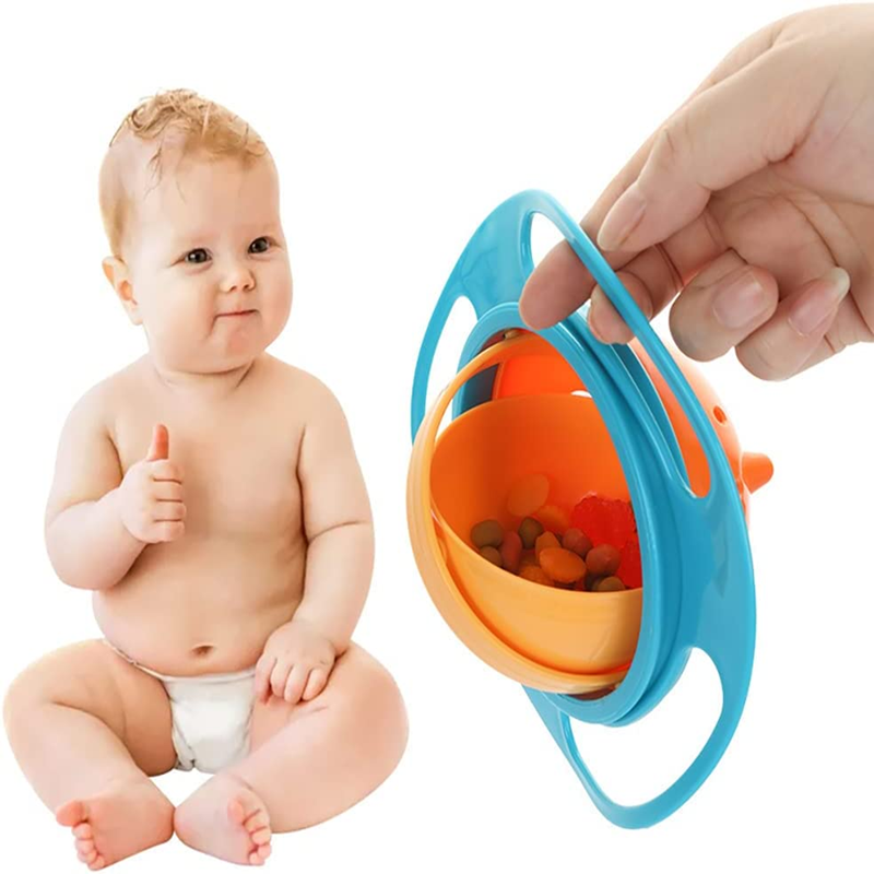 Magic Gyro Bowl for Kids – 360° Rotating Spill-Proof Baby Feeding Bowl with Lid – BPA-Free Snack Dish
