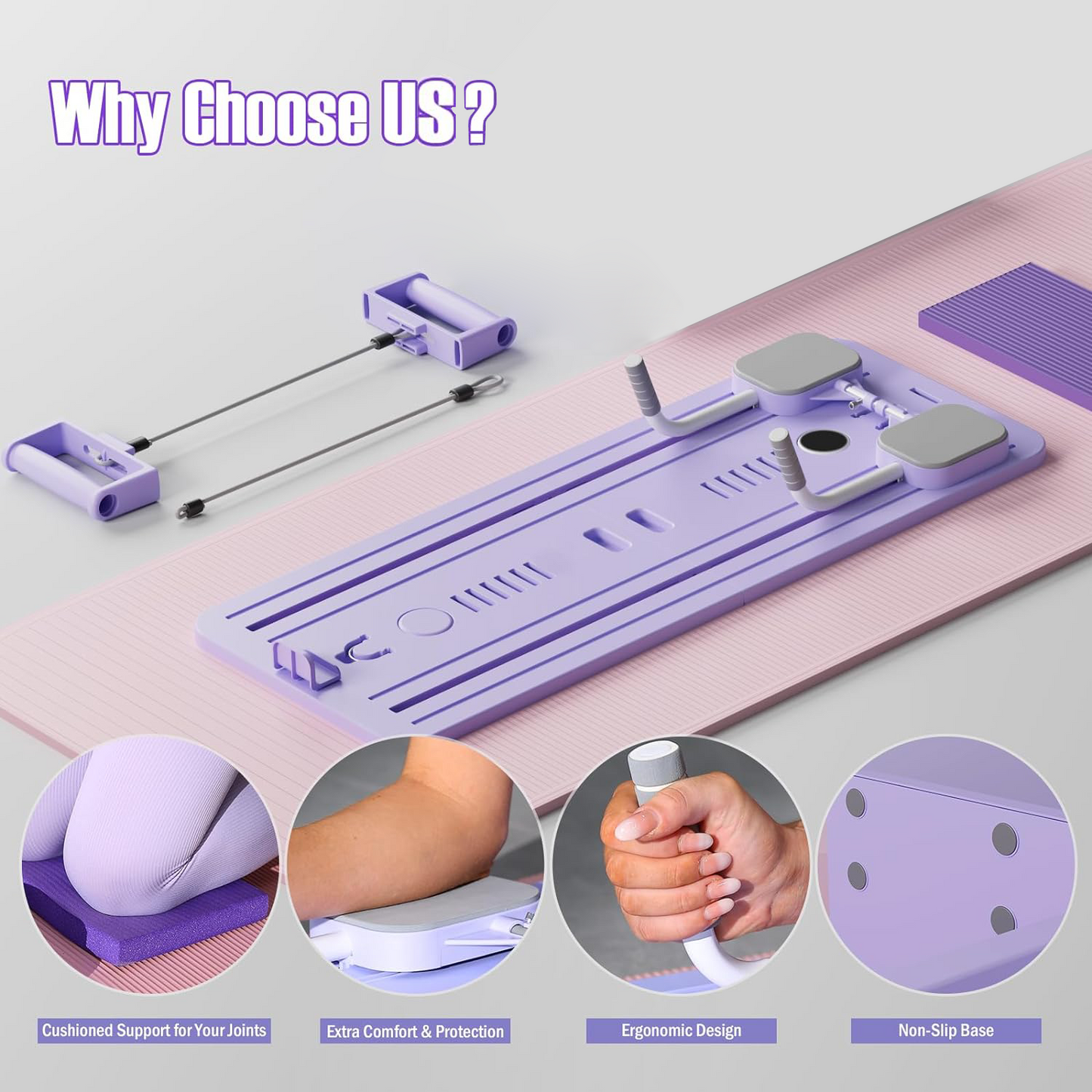 Pilates Board 8-in-1 Pilates Sliding Board - Multi-Purpose Foldable Pilates Reformer Board for Home Fitness, Strength Training & Body Sculpting