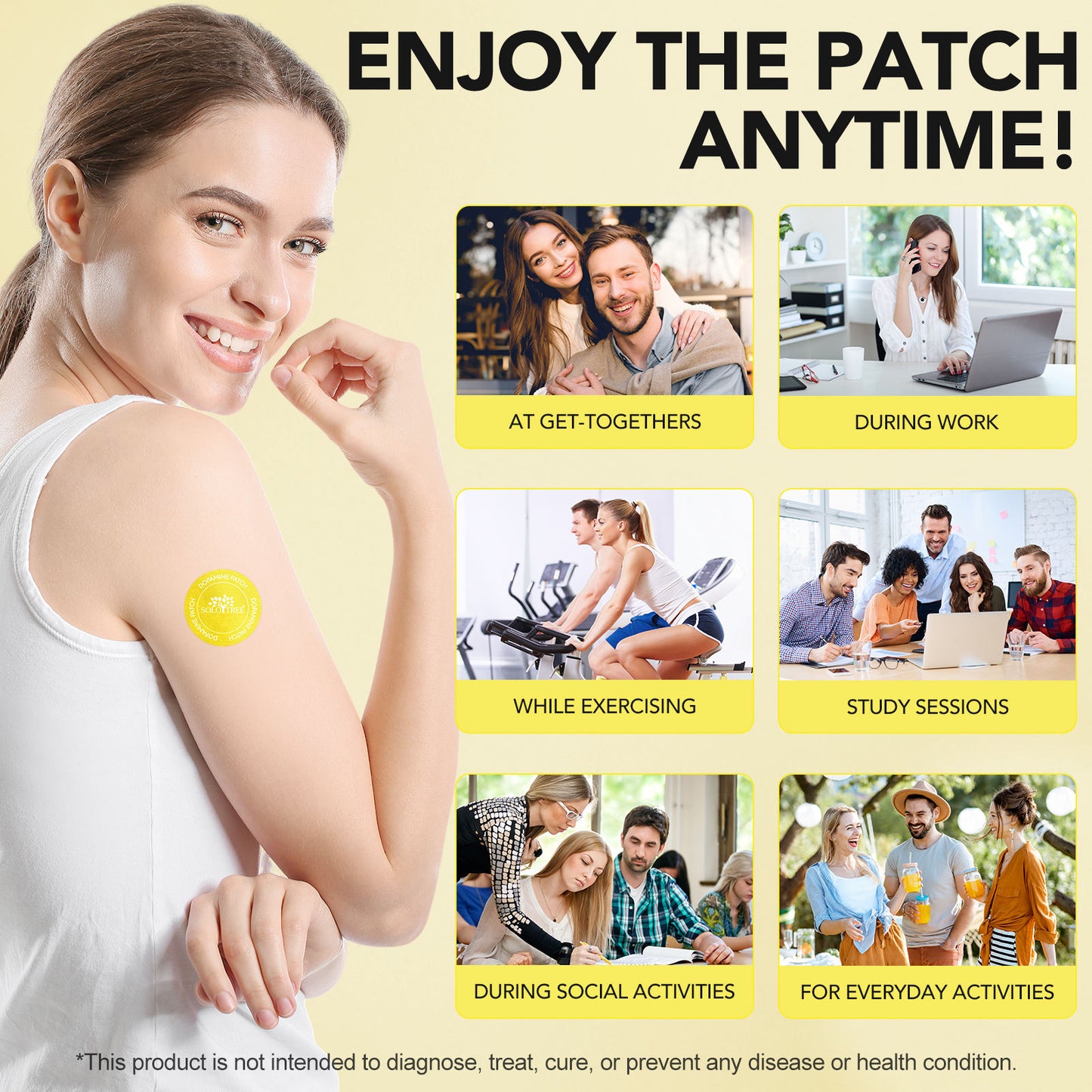 Solotree Dopamine Transdermal Patches – Natural Focus & Mood Support Patches for Cognitive Clarity & Motivation