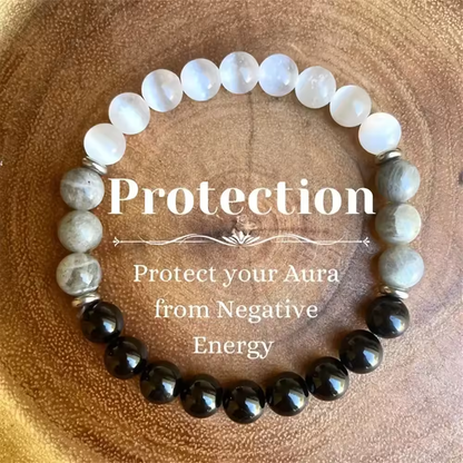 Natural Crystal Healing Bead Bracelet – Handcrafted Lucky Charm Cord