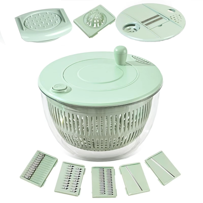 Taça Preparadora e Centrifugadora Manual de Salada 5 em 1