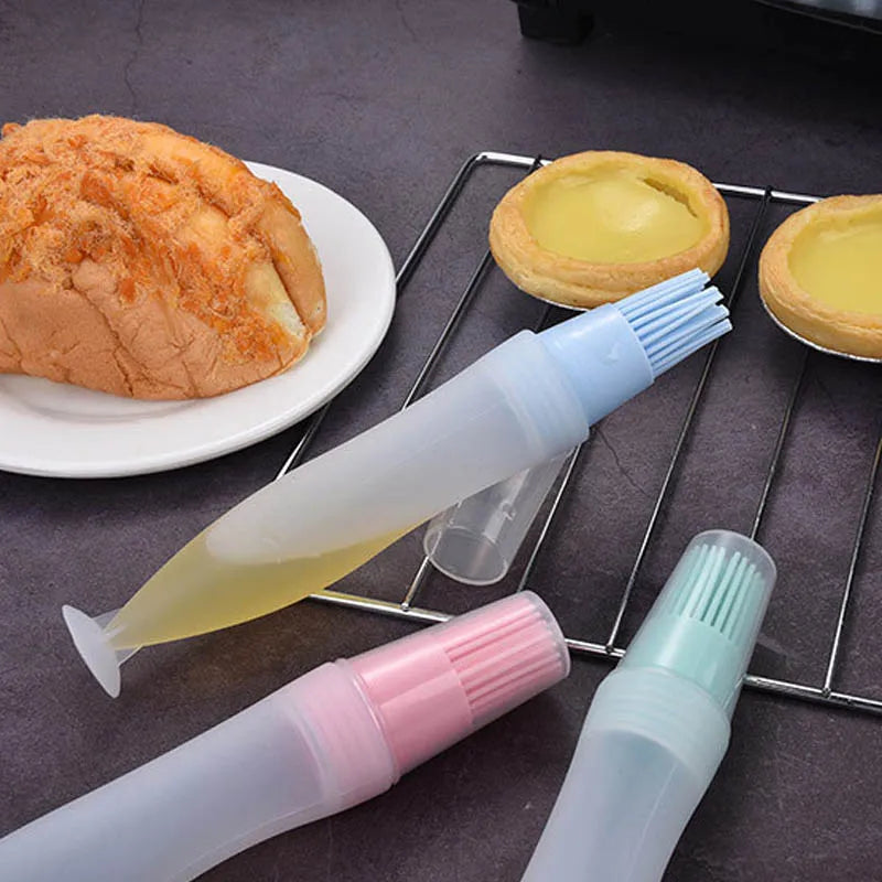Brocha de silicona para adobar barbacoa (resistente al calor, brocha de aceite portátil)