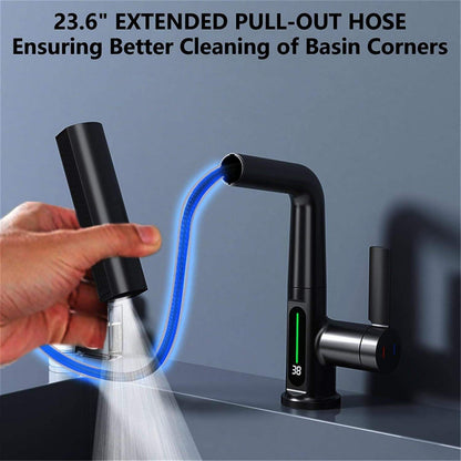 Digital Temperature Display Pull-Out Basin Faucet