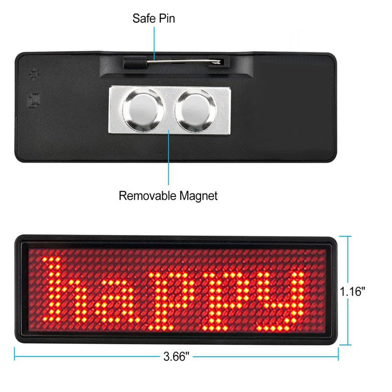 Distintivo LED programable recargable por USB
