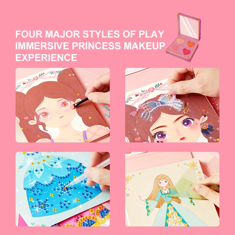 Libro de actividades 3 en 1 para niños: Crea tus propios vestidos de princesa con pegatinas
