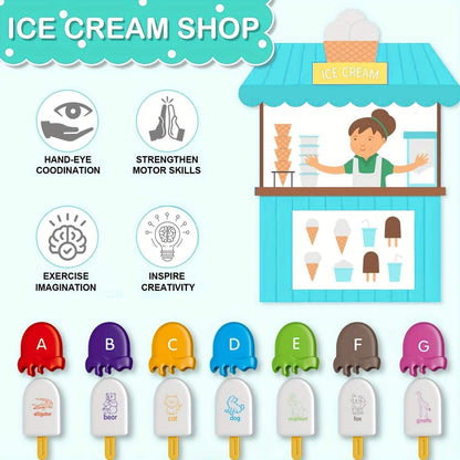 Set de juguetes para emparejar el alfabeto de helados Montessori