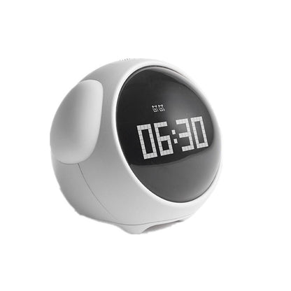 Candeeiro de Mesa LED com Expressão de Pixel - Despertador Digital Inteligente para Crianças, Luz Noturna Ativada por Voz e Função Snooze