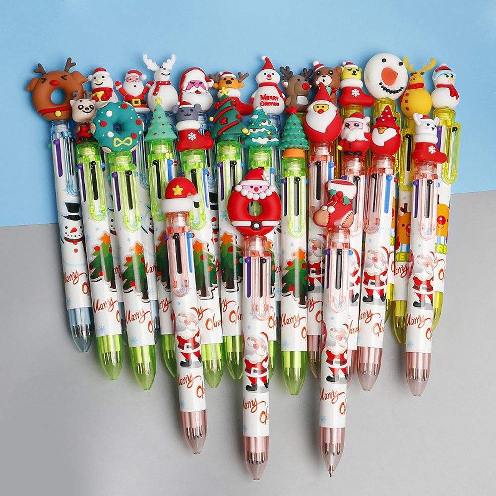 Juego de 6 bolígrafos navideños – Bolígrafos de Papá Noel y dibujos animados festivos
