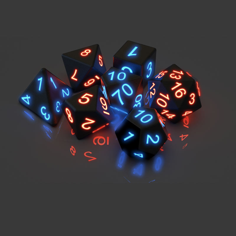 Rechargeable LED RPG Dice Set (7-Piece Light-Up Electronic Dice)