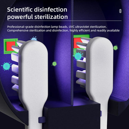 Soporte esterilizador de cepillo de dientes UV con secado por ventilador (recargable y portátil)