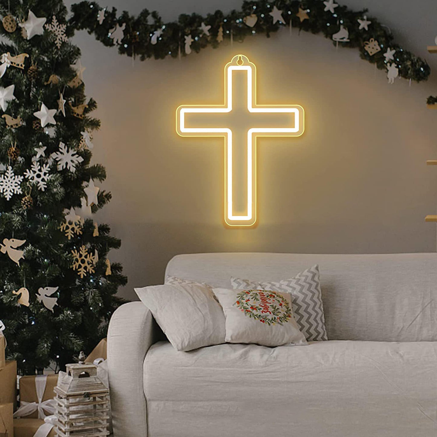 "Jesus" Letreiro LED Néon em Cruz