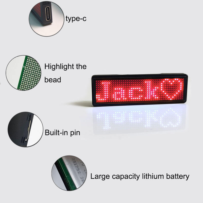 Distintivo LED programable recargable por USB