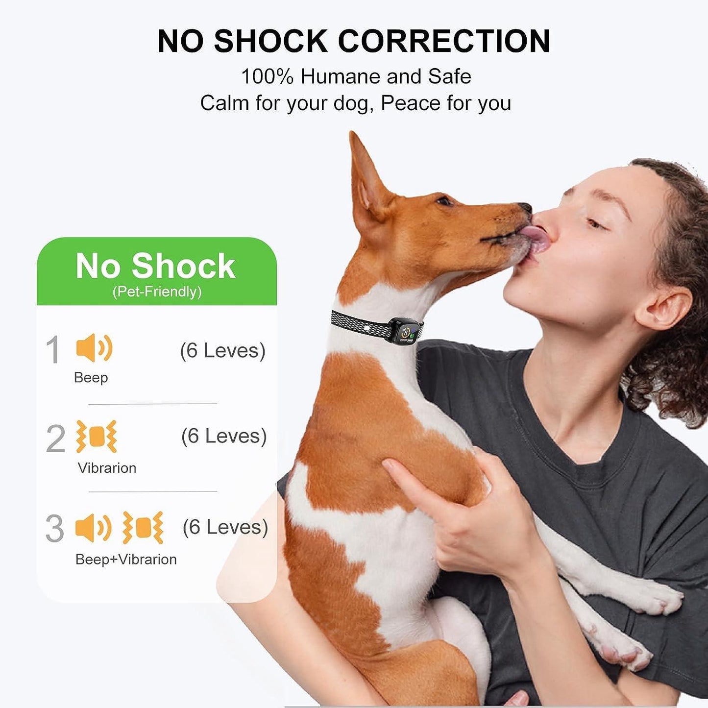 Rechargeable Anti Bark Collar - No Shock Smart AI Chip - Color Screen & Dual Vibration Modes