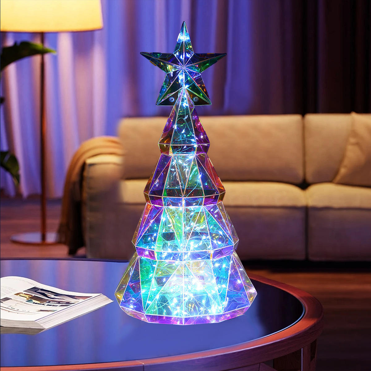 Luz nocturna USB de árbol de Navidad – Decoración navideña iluminada de 38 cm