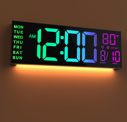 16" Large LED Digital Wall Clock – Remote Control, Temperature & Date Display
