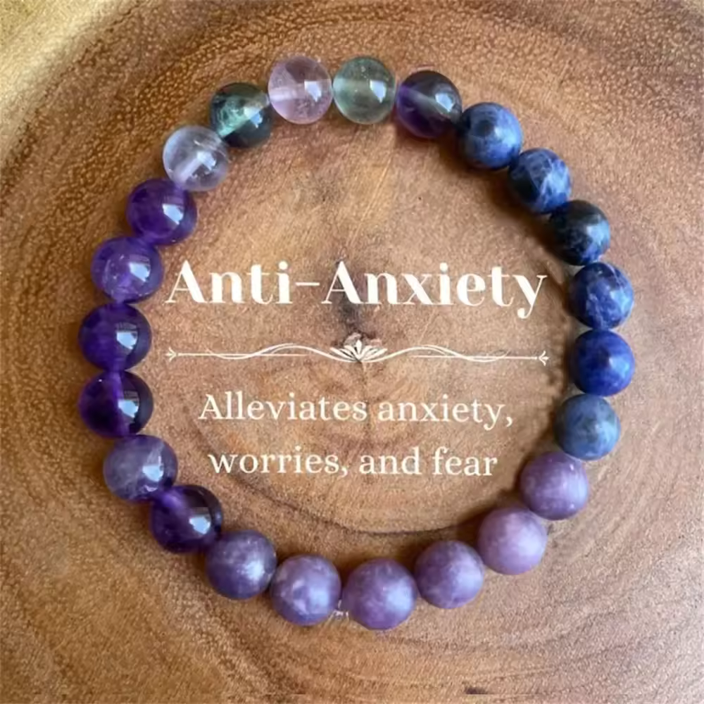 Natural Crystal Healing Bead Bracelet – Handcrafted Lucky Charm Cord