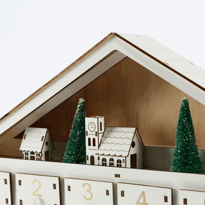 Calendario de Adviento de madera con luces LED – Decoración de cuenta regresiva navideña de 24 días