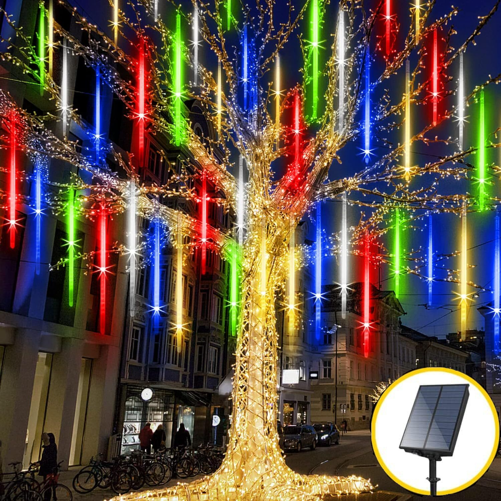 Luces LED de lluvia de meteoros – Decoración de árbol de Navidad y jardín con efecto de lluvia que cae
