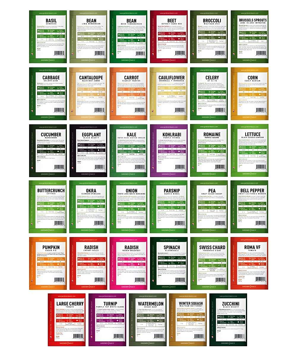 Kit de Sementes de Vegetais para Sobrevivência Gardeners Basics – Mais de 16.000 Sementes Não OGM para Abastecimento de Alimentos de Emergência