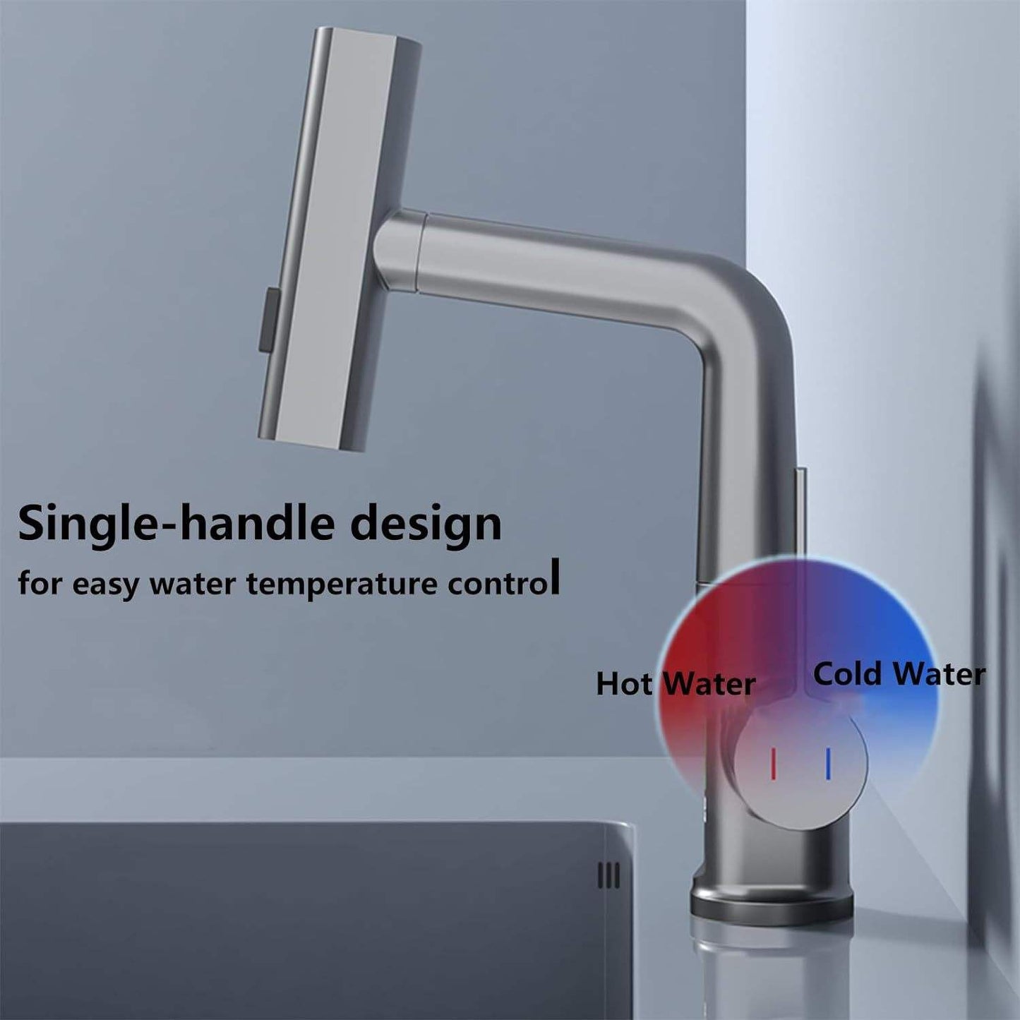 Digital Temperature Display Pull-Out Basin Faucet