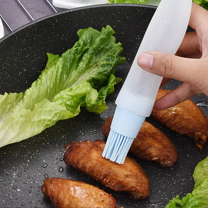Brocha de silicona para adobar barbacoa (resistente al calor, brocha de aceite portátil)