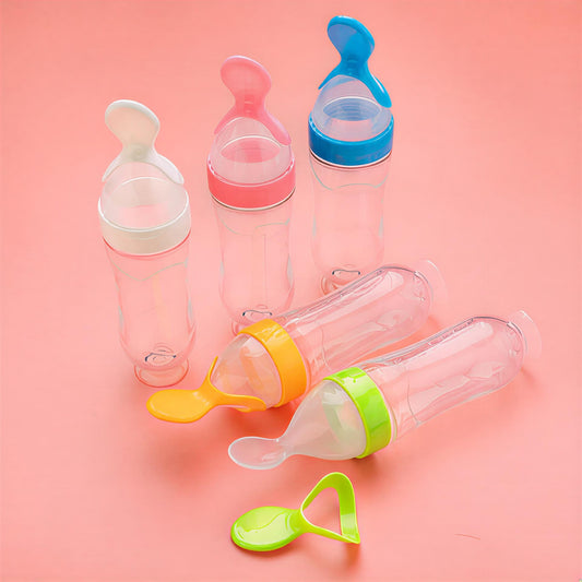 Silicone Squeeze Baby Feeding Spoon & Training Bottle