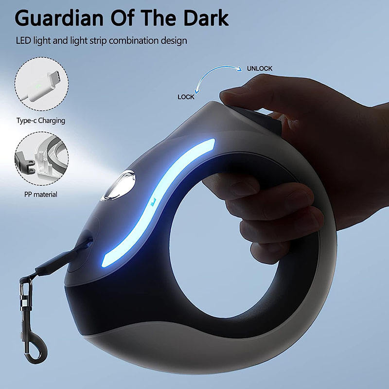 Rechargeable LED Retractable Dog Leash