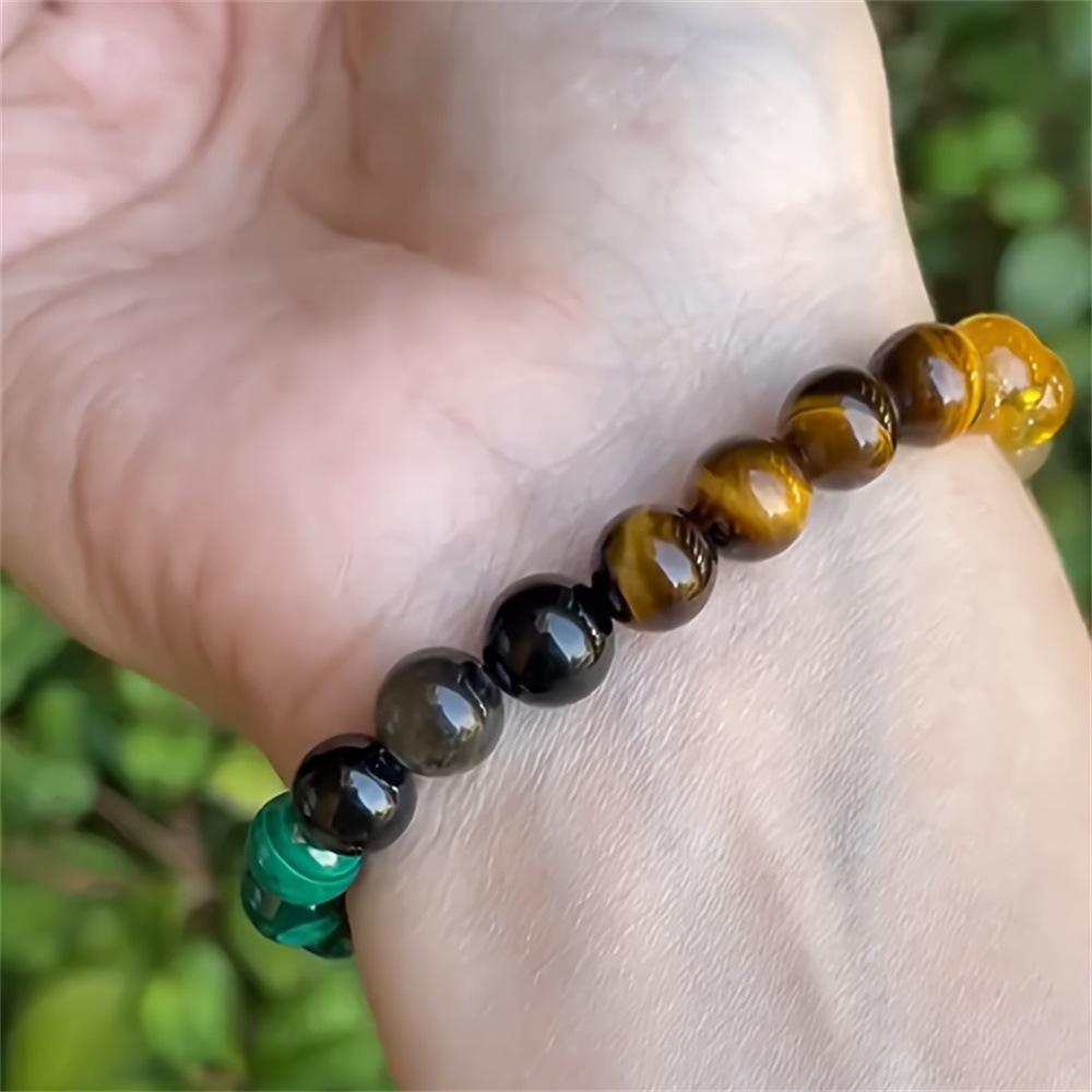 Natural Crystal Healing Bead Bracelet – Handcrafted Lucky Charm Cord