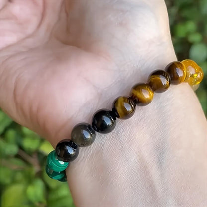 Natural Crystal Healing Bead Bracelet – Handcrafted Lucky Charm Cord