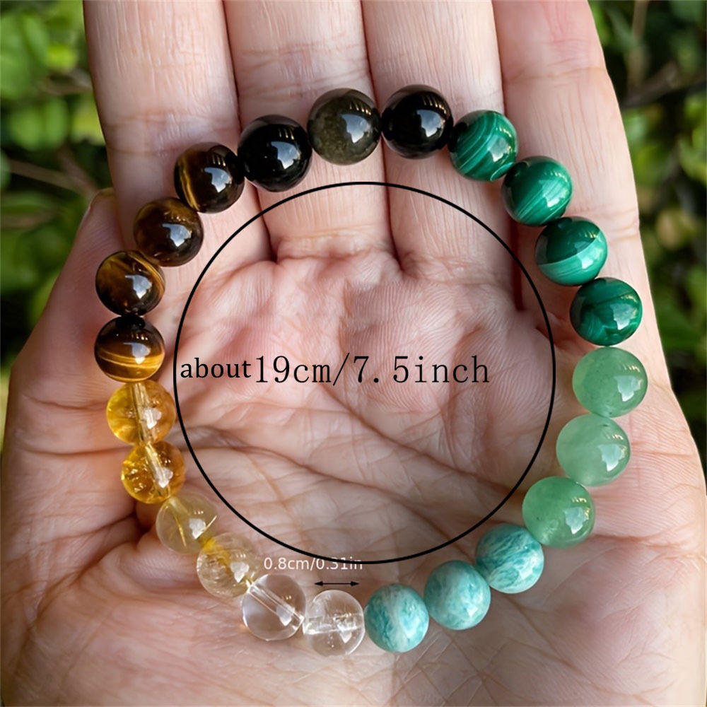 Natural Crystal Healing Bead Bracelet – Handcrafted Lucky Charm Cord