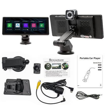 Portable Wireless CarPlay & Android Auto Display Car Radio with Built-in DVR