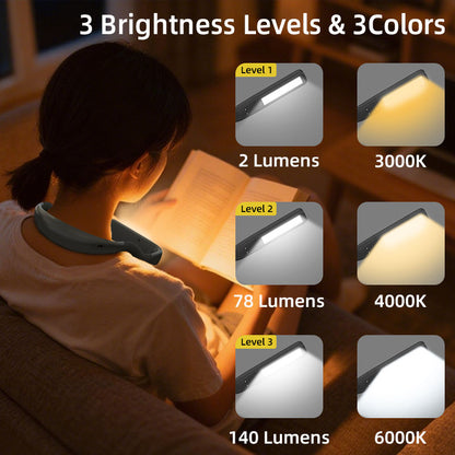 Rechargeable LED Neck Reading Light - Hands-Free Eye Protection Book Light