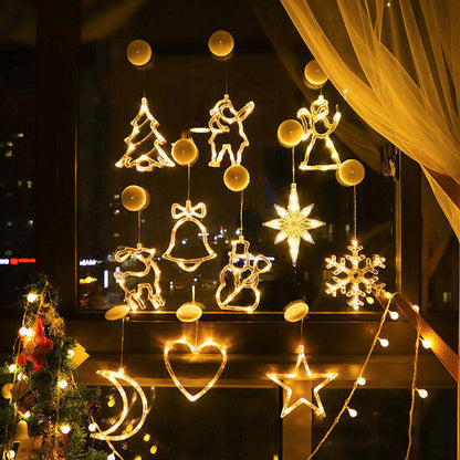Luzes de Fada de Natal – Luzes Solares LED em Cortina de Estrelas e Luas